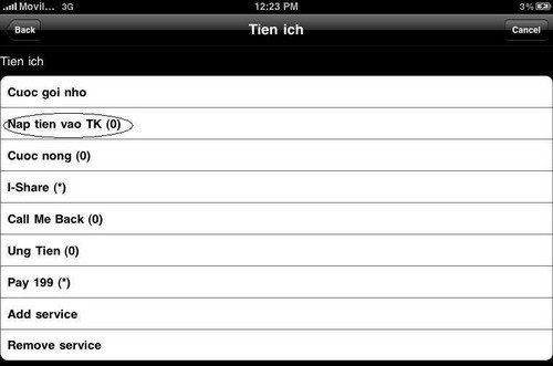 Nạp thẻ Viettel vào Sim 3G cho Ipad trong mục settings Nạp thẻ Viettel vào Sim 3G cho Ipad trong mục settings