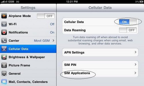 Nạp thẻ Viettel vào Sim 3G cho Ipad trong mục settings Nạp thẻ Viettel vào Sim 3G cho Ipad trong mục settings