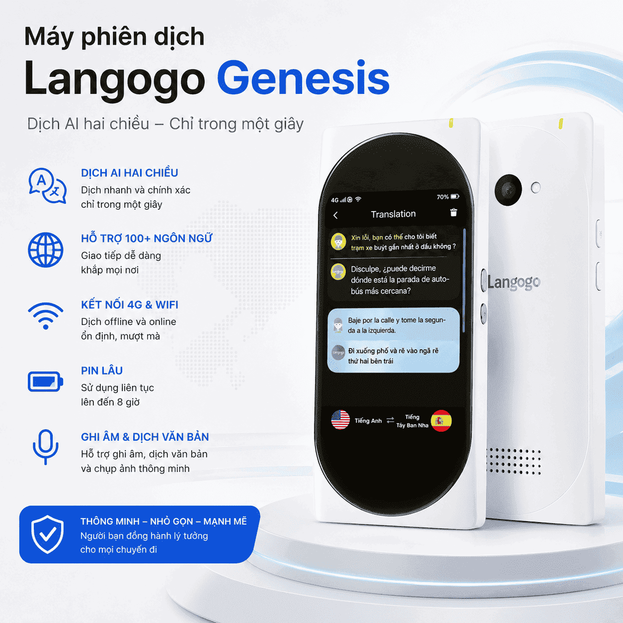 Máy Phiên Dịch VTalk Go Pro 2026 – Máy Phiên Dịch Mang Thương Hiệu Việt Nam Được Tích Hợp Esim Dùng Toàn Cầu
