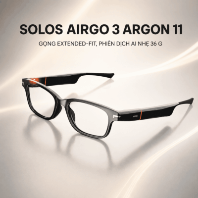 Kính thông minh Solos AirGo 3 Argon 11 – Gọng Extended-Fit, phiên dịch AI nhẹ 36 g
