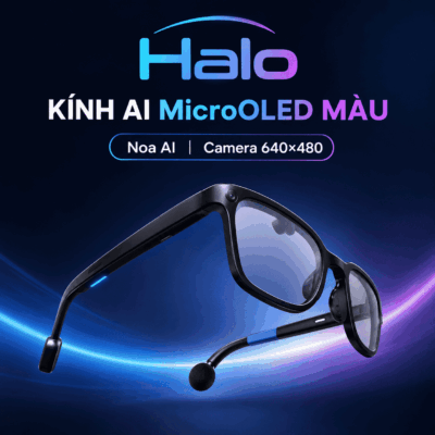 Halo – Kính AI MicroOLED Màu, Noa AI, Camera 640×480