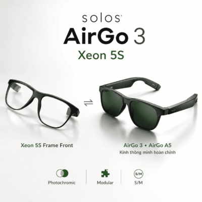Mặt gọng Solos AirGo 3 Xeon 5S – Tròng đổi màu Photochromic linh hoạt trong nhà và ngoài trời