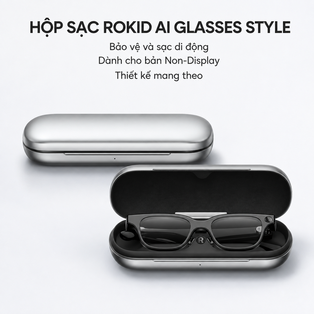 Hộp sạc Rokid AI Glasses Style Charging Case – 3150mAh và hơn 10 lần sạc