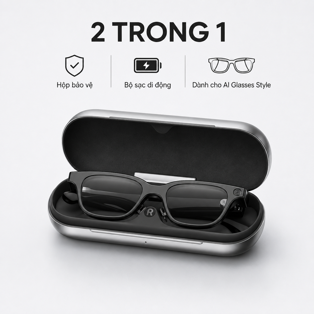 Hộp sạc Rokid AI Glasses Style Charging Case – 3150mAh và hơn 10 lần sạc