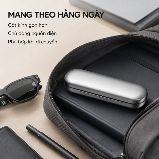 Hộp sạc Rokid AI Glasses Style Charging Case – 3150mAh và hơn 10 lần sạc