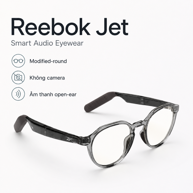 Kính thông minh Reebok Jet – Âm thanh open-ear và trợ lý AI rảnh tay Kính thông minh Reebok Jet – Âm thanh open-ear và trợ lý AI rảnh tay