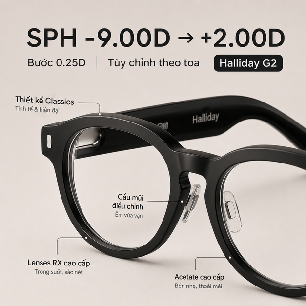Tròng kính cận Halliday G2 Prescription (Rx) Lenses