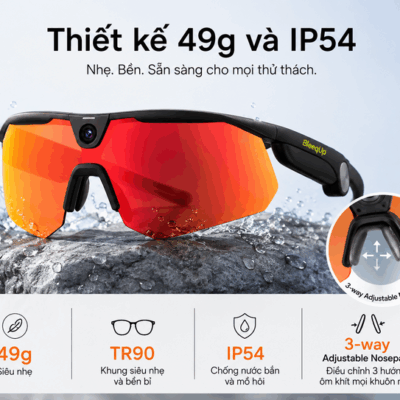 Kính camera thể thao AI BleeqUp Ranger Standard Lens – Quay 3K 60fps và ghi hình POV rảnh tay