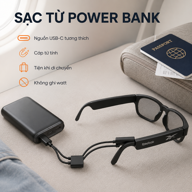 Cáp sạc từ tính USB-C Reebok Smart Eyeglasses