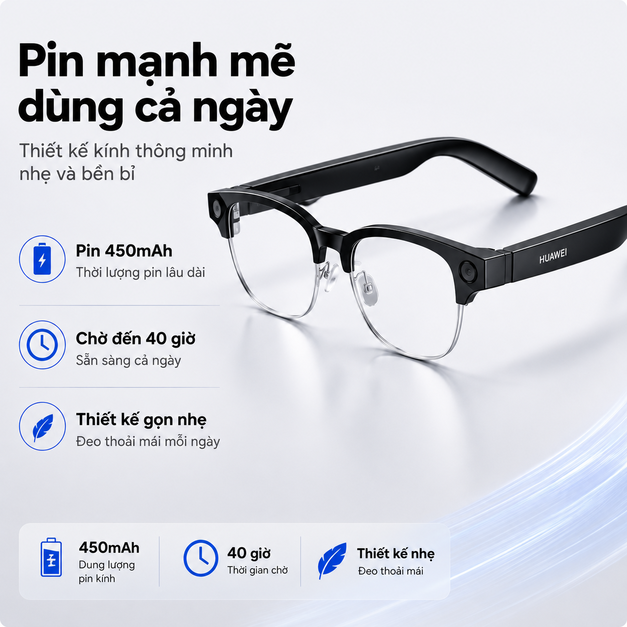 Kính thông minh HUAWEI AI Glasses – Camera 12MP và AI rảnh tay đa nhiệm Kính thông minh HUAWEI AI Glasses – Camera 12MP và AI rảnh tay đa nhiệm