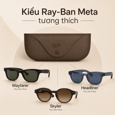 Hộp sạc Ray-Ban Meta Charging Case Dark Brown – Thêm đến 48 giờ sạc và bảo vệ kính
