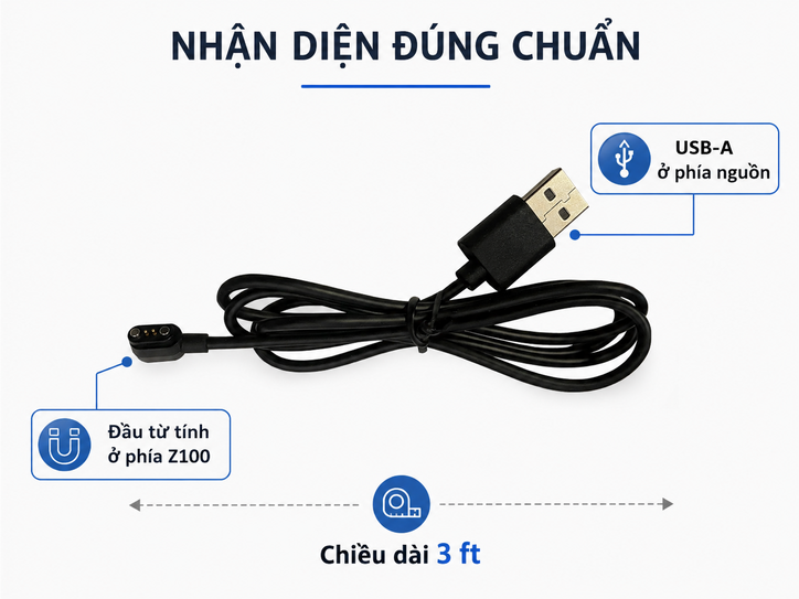 Vuzix Z100 USB-A to Magnetic Charging Cable