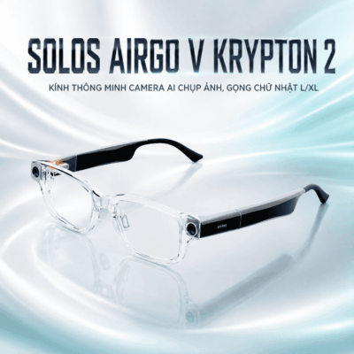 Kính thông minh Solos AirGo V Krypton 2 – Camera AI chụp ảnh, gọng chữ nhật L/XL