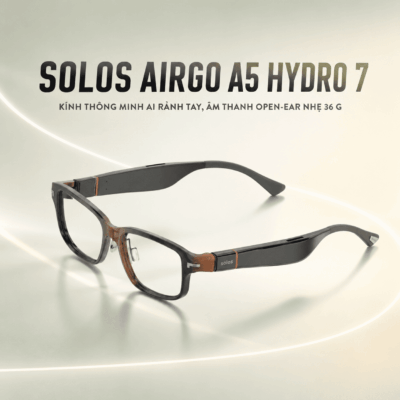 Kính thông minh Solos AirGo A5 Hydro 7 – Kính AI rảnh tay, âm thanh Open-Ear nhẹ 36 g