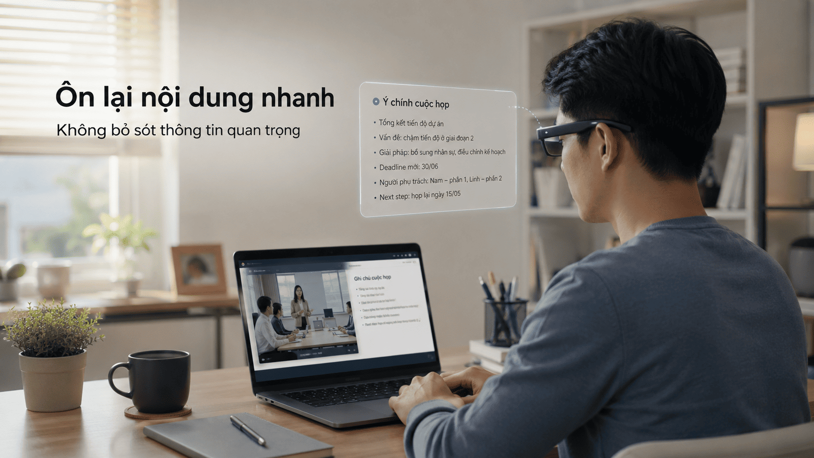 kính AI ghi chú cuộc họp