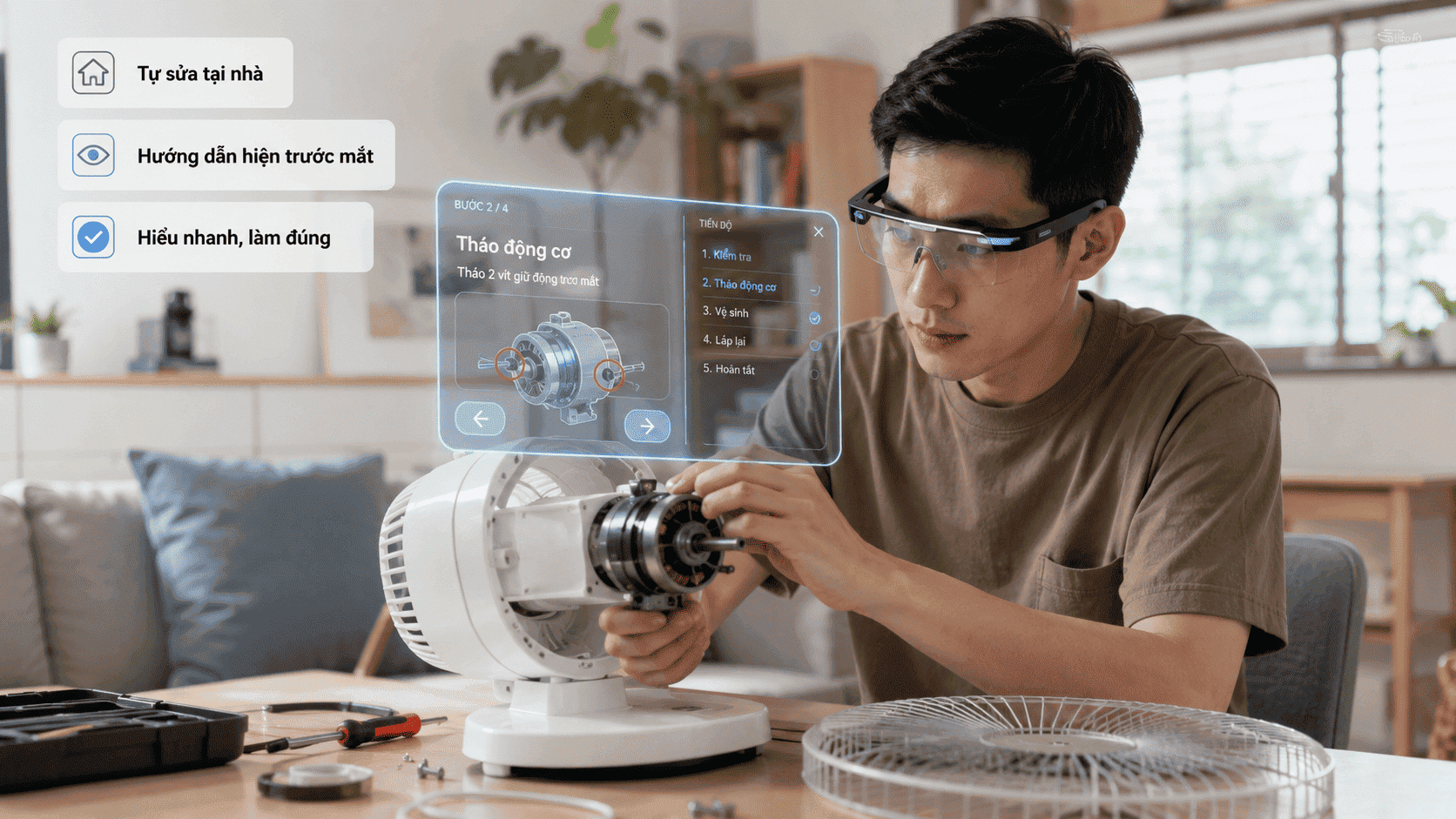 kính AR lắp ráp nội thất