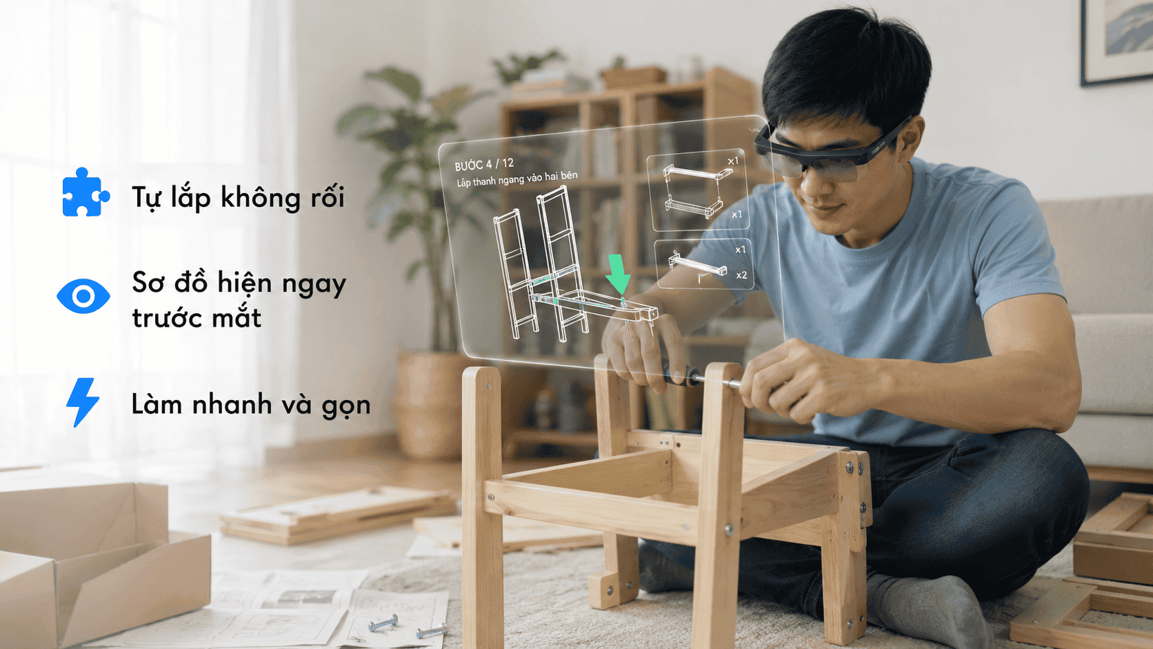 kính AR lắp ráp nội thất